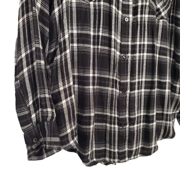 Lucky Brand Womens Size L Shirt Button Plaid Split Back Peplum Skirted Shirttail - Picture 5 of 9